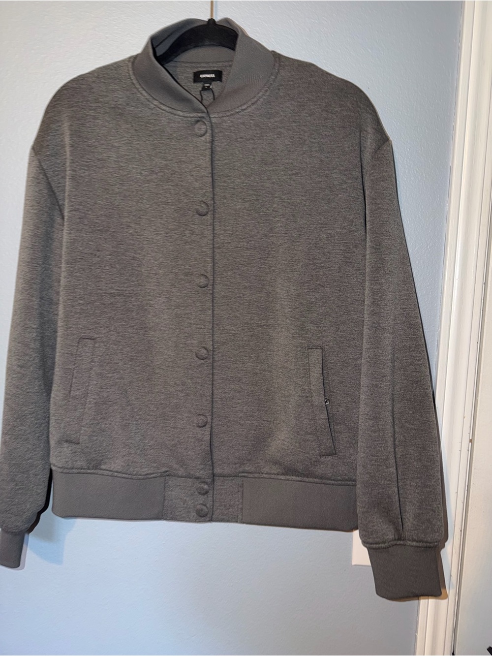Express Charcoal Grey Bomber Jacket